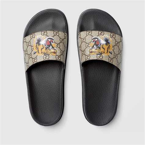 gucci tiger flip flops replica|Gucci shoes gg font.